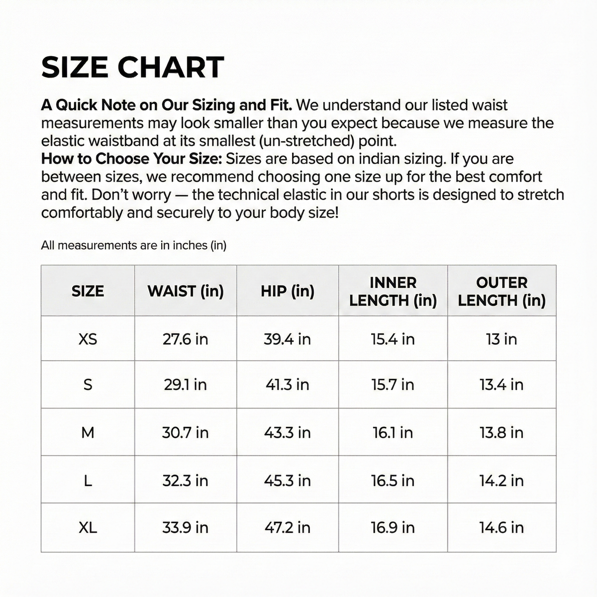 Size chart